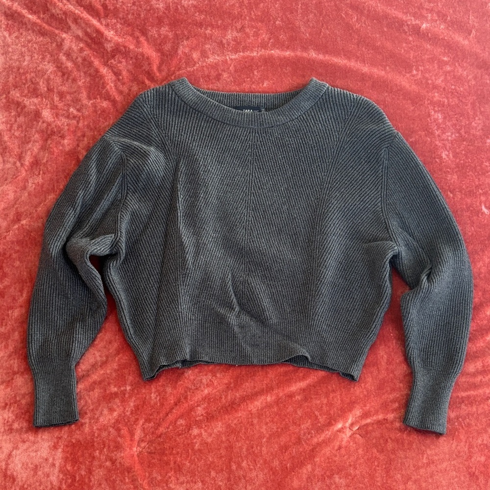 Zara Dark Gray Women's Crew Neck Sweater